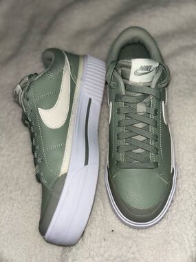 Nike Women's Low-Top Platform Sneakers in Sage Green and Cream